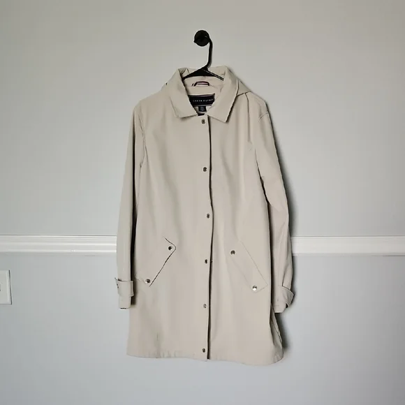 Tommy Hilfiger Trench Rain Coat Removable Hood Tan XL - Picture 1 of 11